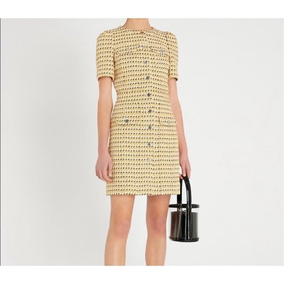 MAJE Rill Yellow Tweed Dress Women’s 2 - Picture 3 of 12